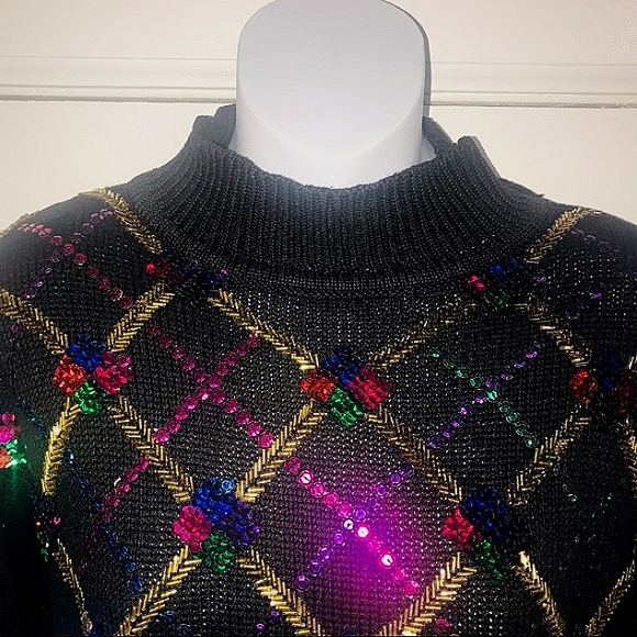 Celina Yang Bead & Sequin Hi-Neck Pullover Sweater M - Picture 3 of 10